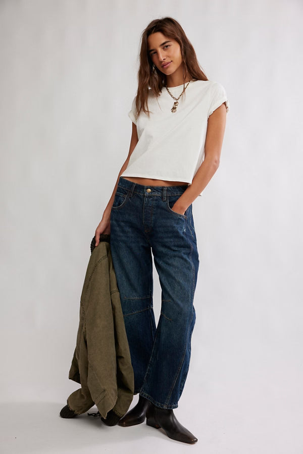 GOOD LUCK MID-RISE BARREL JEAN