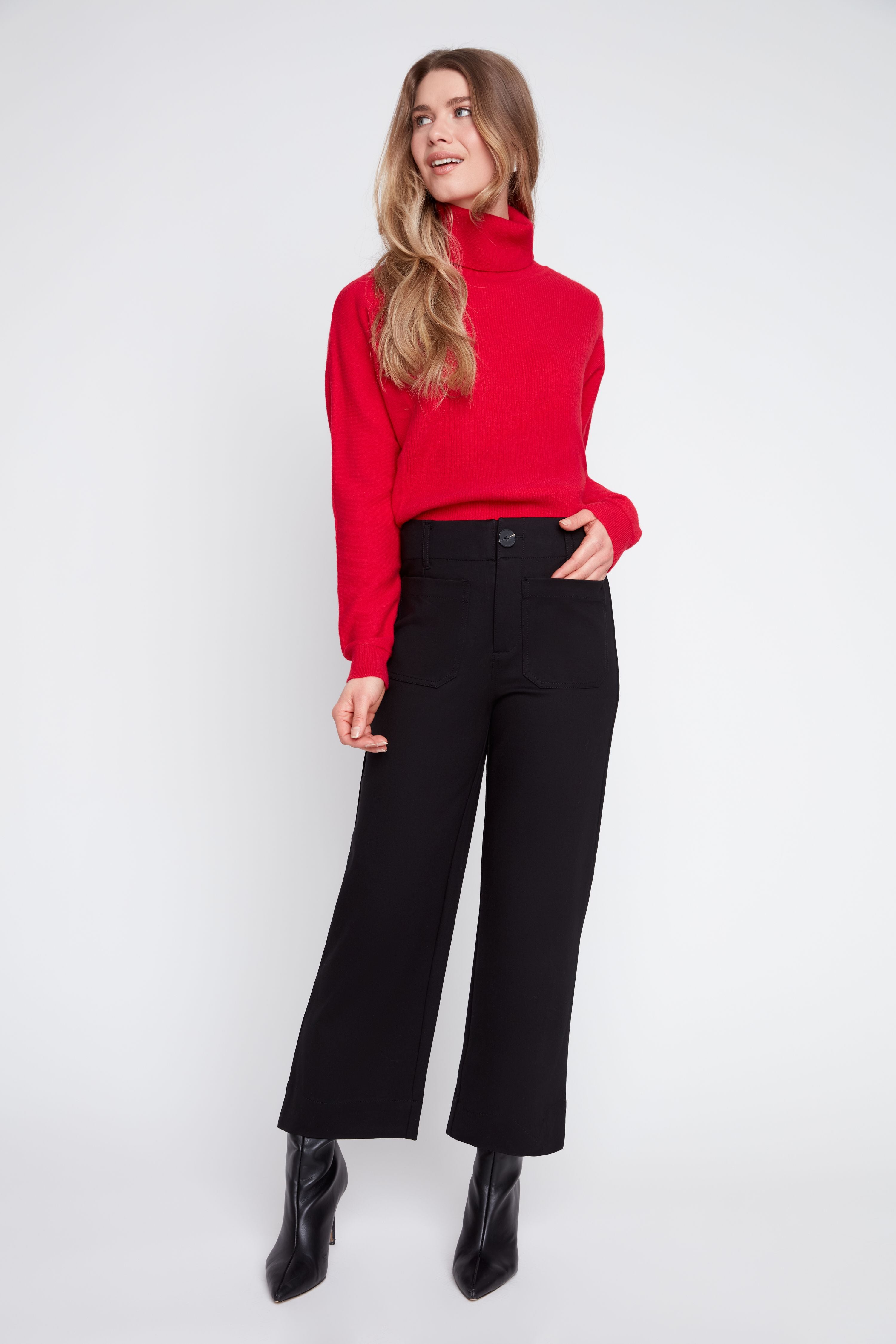 Cropped Wide Leg Knit Pant