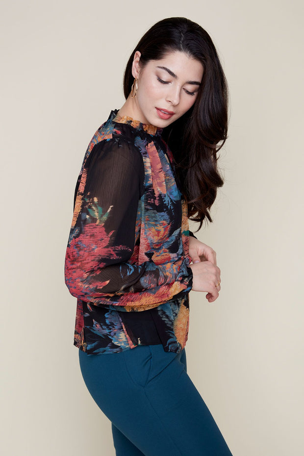 FLORAL PRINTED SHEER TOP