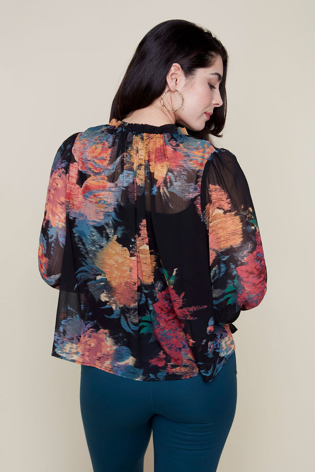 FLORAL PRINTED SHEER TOP