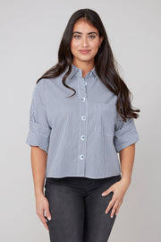 Aster Striped Button Top