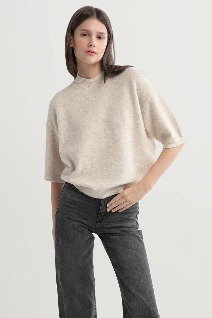 MOCKNECK HALF SLEEVE SWEATER