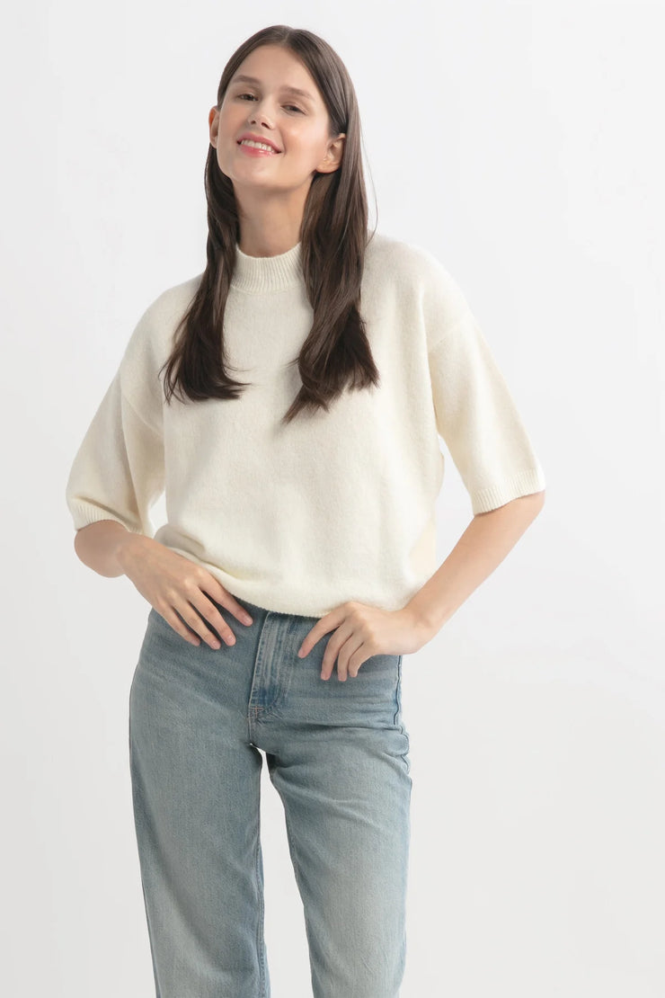 MOCKNECK HALF SLEEVE SWEATER