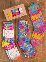 BOXED BOHO SOCK SET OF 3