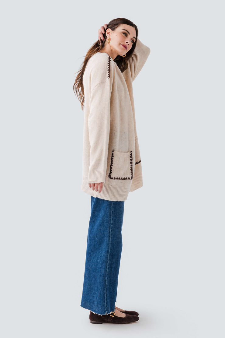 By Together Contrast Trim Cardigan