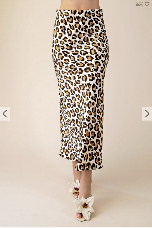 Glam SATIN LEOPARD MINI SKIRT