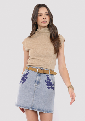 Marin Oatmeal Knit Turtlrneck Top
