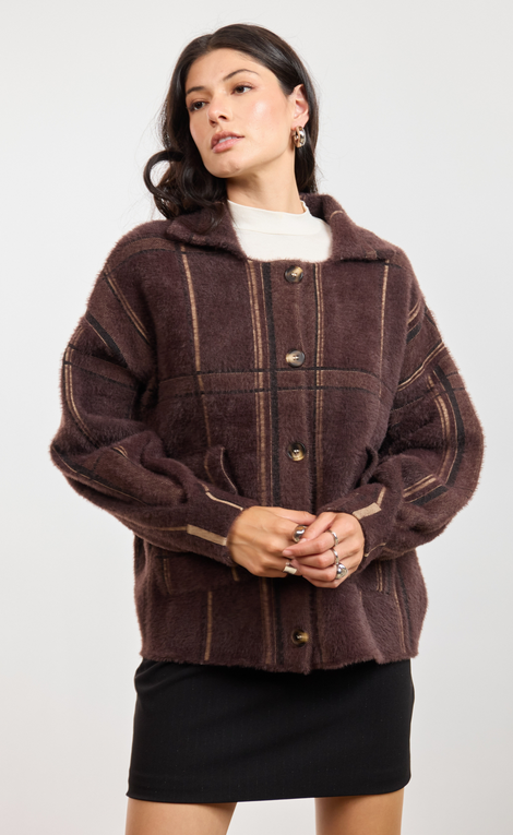 Lola Plaid Sweater Jacket LJ4529