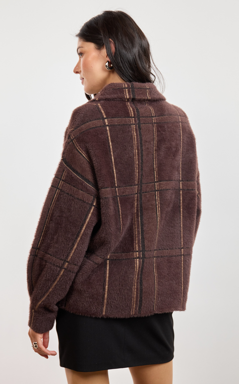 Lola Plaid Sweater Jacket LJ4529