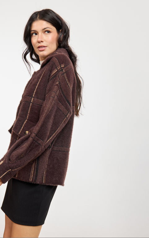 Lola Plaid Sweater Jacket LJ4529