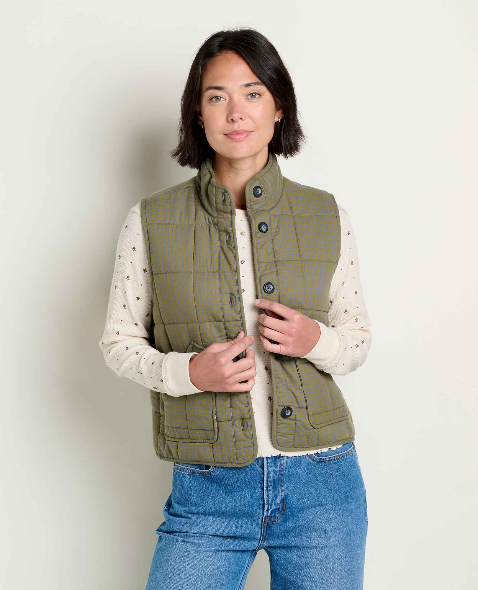 Manzana Quilted Vest-Green Moss
