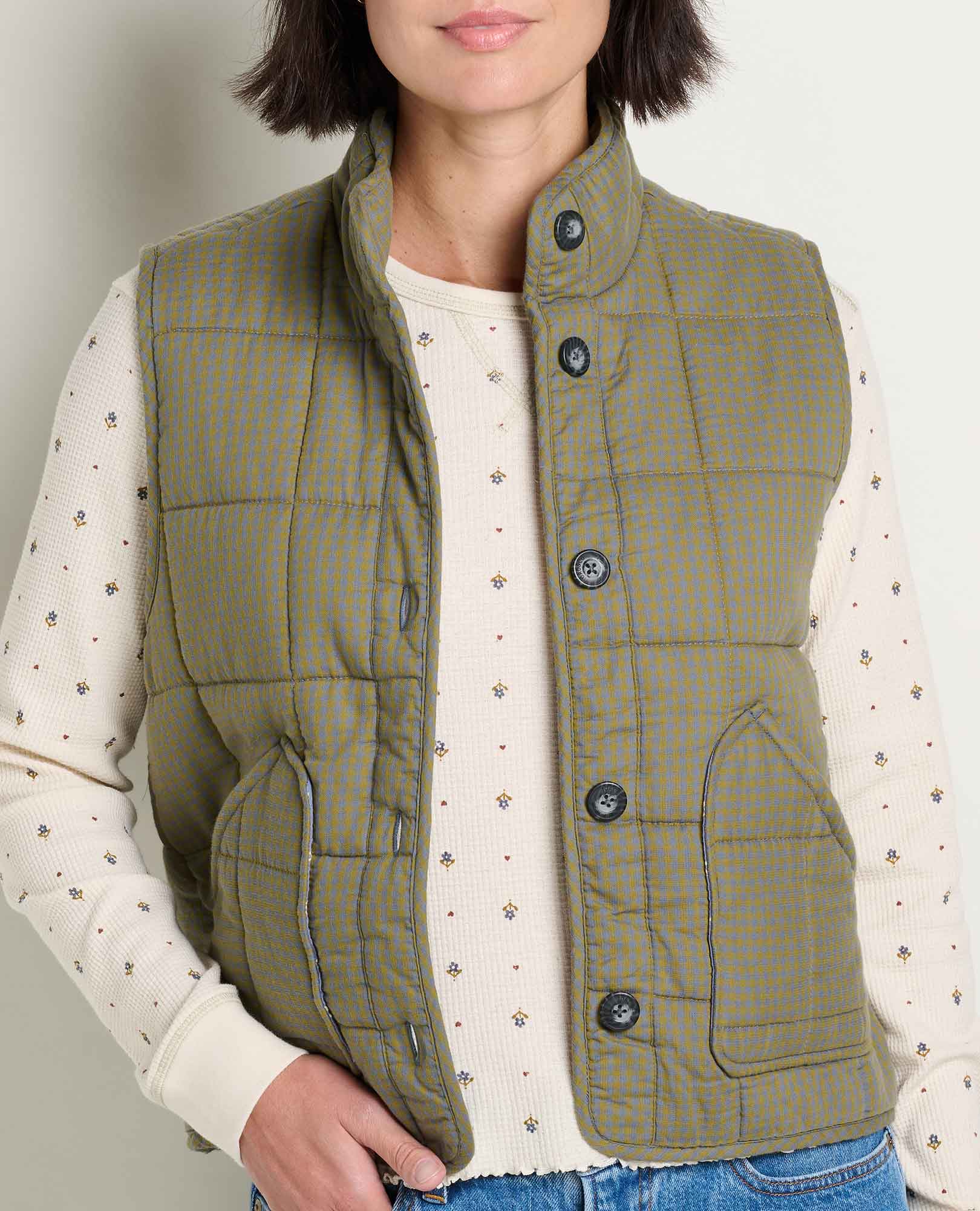 Manzana Quilted Vest-Green Moss