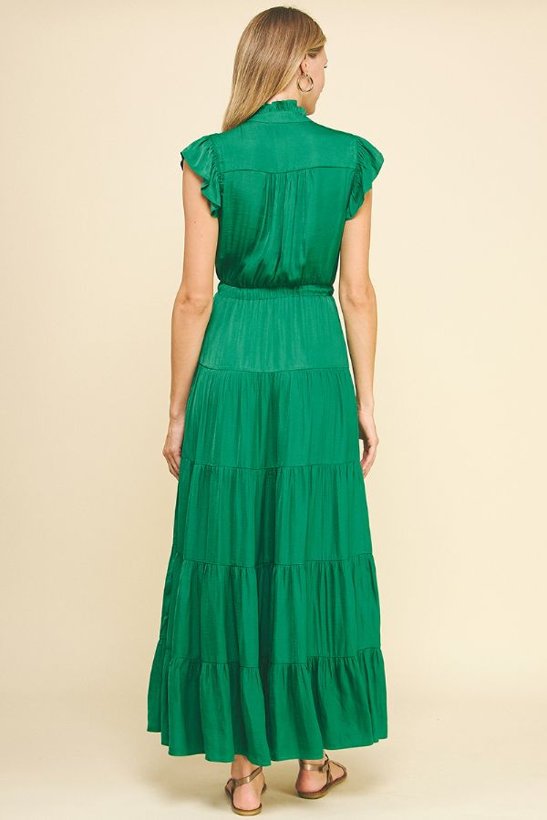 Satin Tiered Maxi Dress