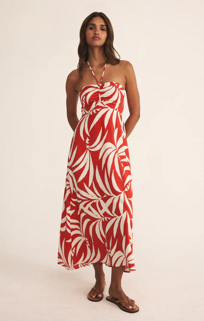 Elodi Palm Floral Midi Dress