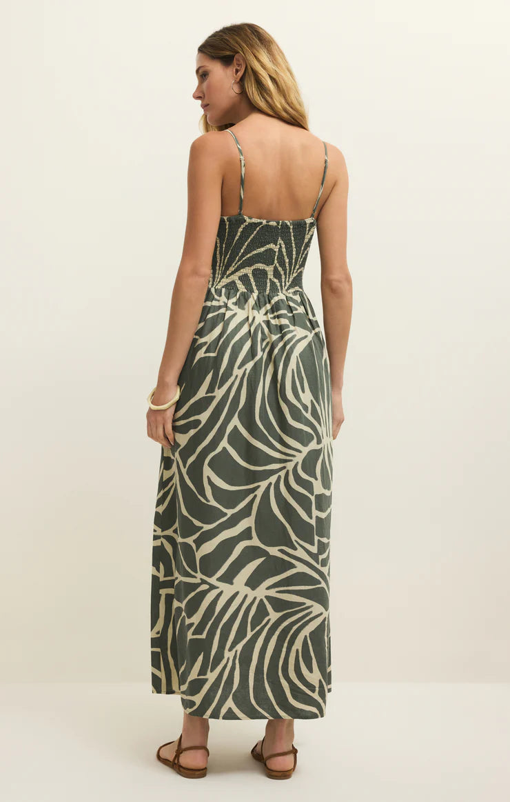 Z Supply Bayside Tova Palm Linen Maxi Dress