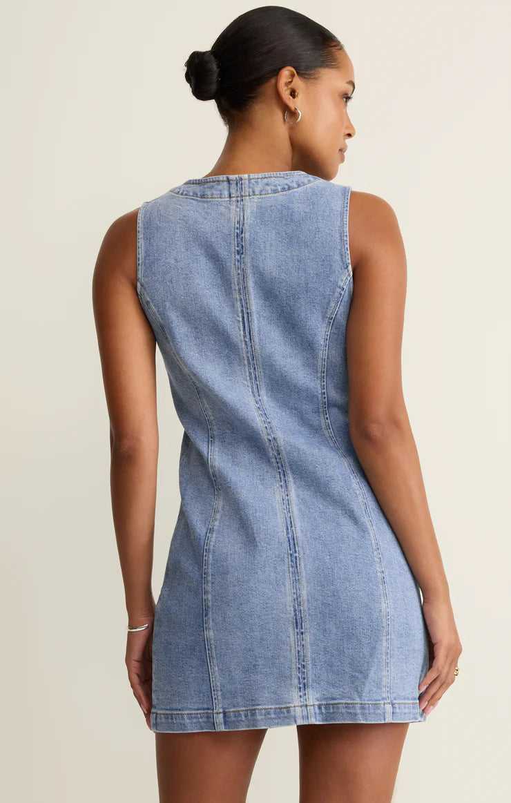 Z Supply Jolie Denim Seamed Mini Dress