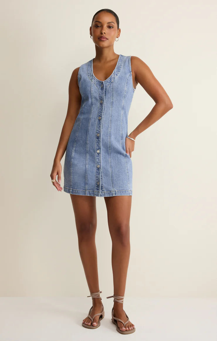 Z Supply Jolie Denim Seamed Mini Dress