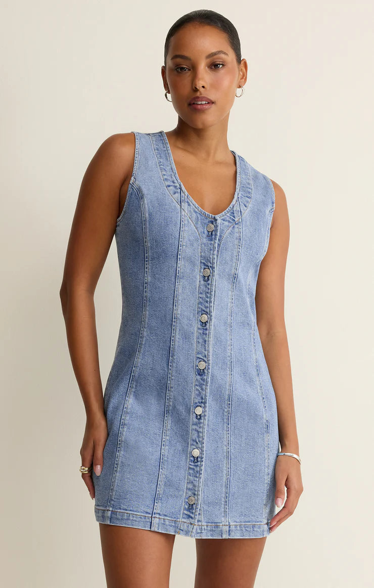 Z Supply Jolie Denim Seamed Mini Dress