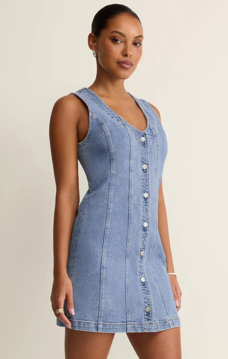 Z Supply Jolie Denim Seamed Mini Dress