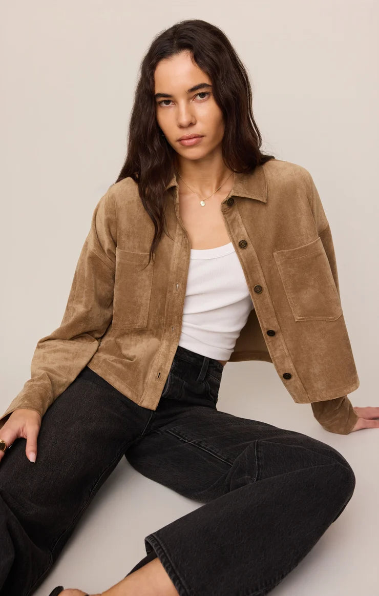 All Day Cropped Suede Jacket