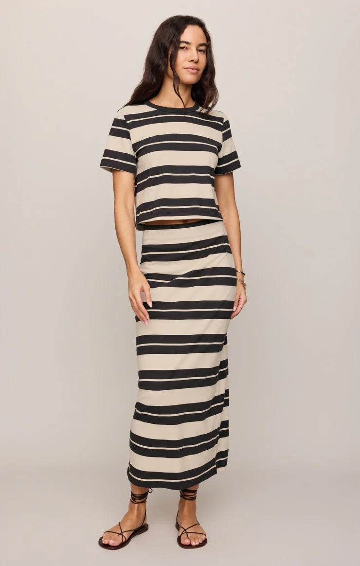 Z Supply Gail Striped Jersey Midi Skirt