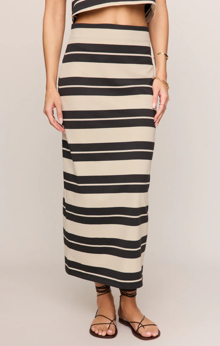Z Supply Gail Striped Jersey Midi Skirt