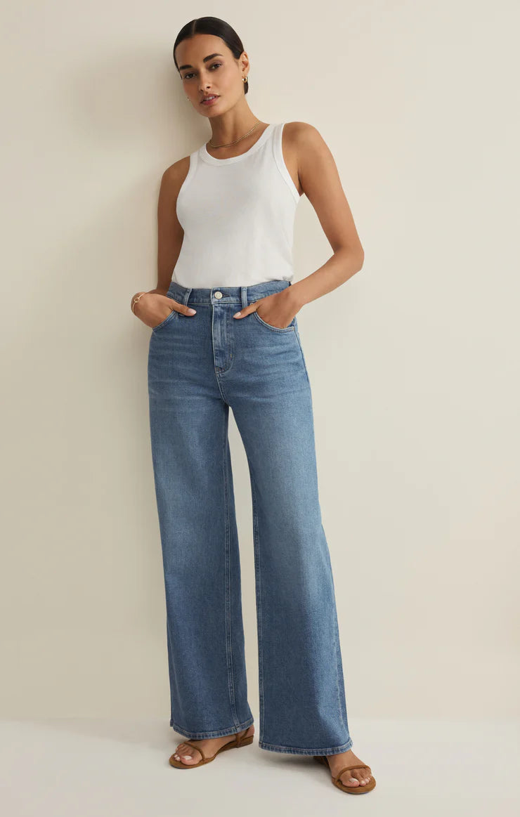 Z Supply Nova High Rise Wide Leg Denim Pant