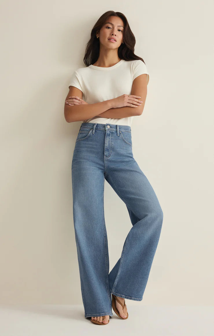 Z Supply Nova High Rise Wide Leg Denim Pant