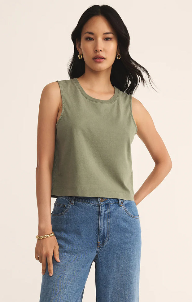 Sloane Jersey Denim Muscle Tank