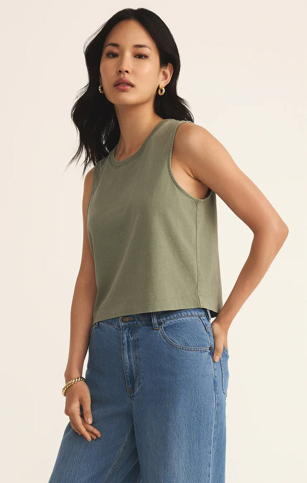Sloane Jersey Denim Muscle Tank