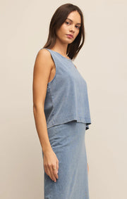 Sloane Jersey Denim Muscle Tank