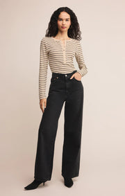 Eve Stripe Henley Long Sleeve