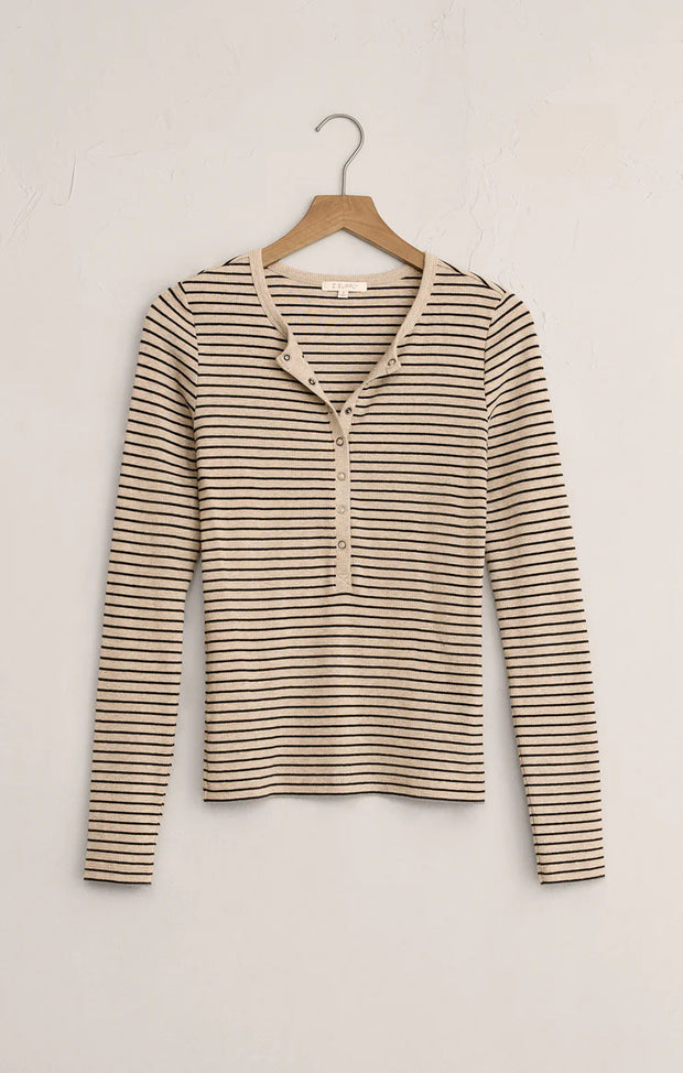 Eve Stripe Henley Long Sleeve