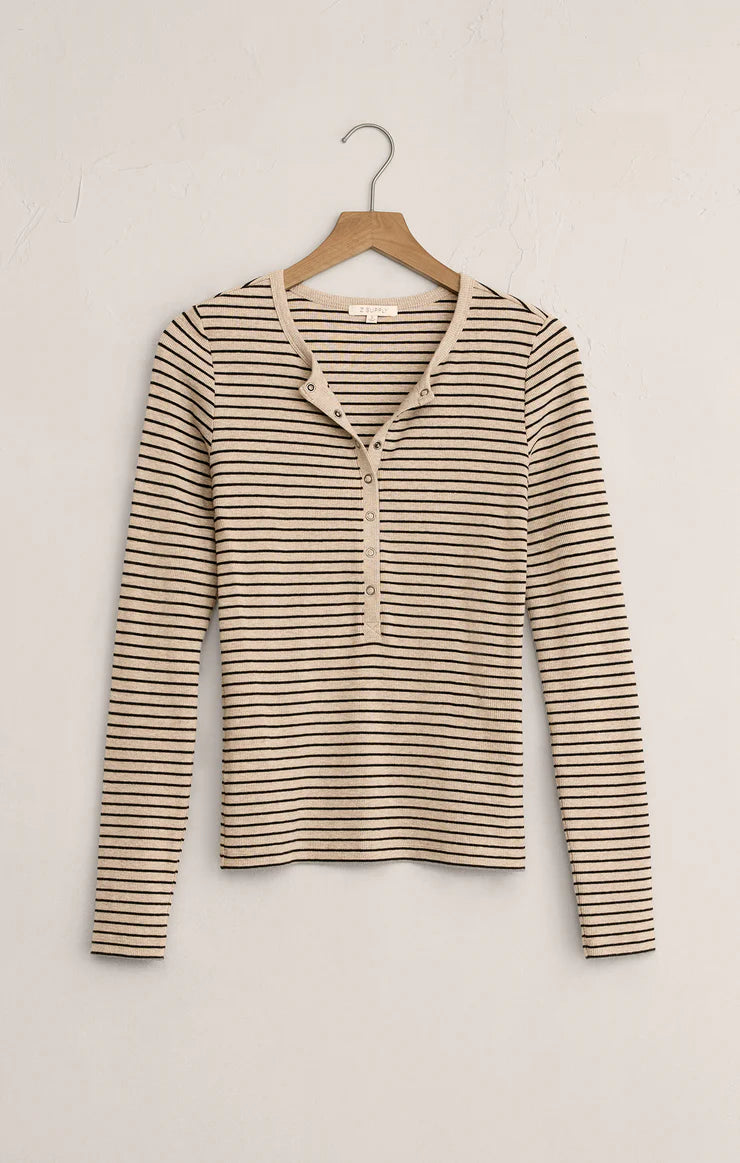 Eve Stripe Henley Long Sleeve