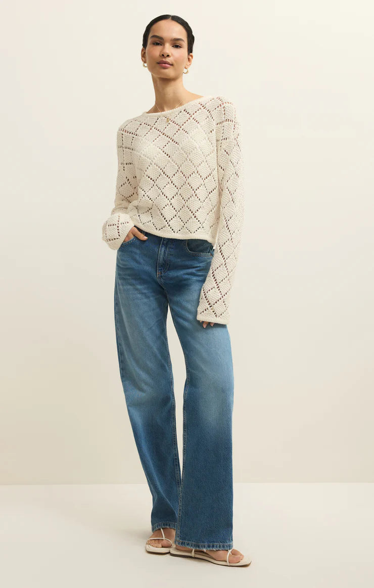 Z Supply Hullen Diamond Crochet Sweater
