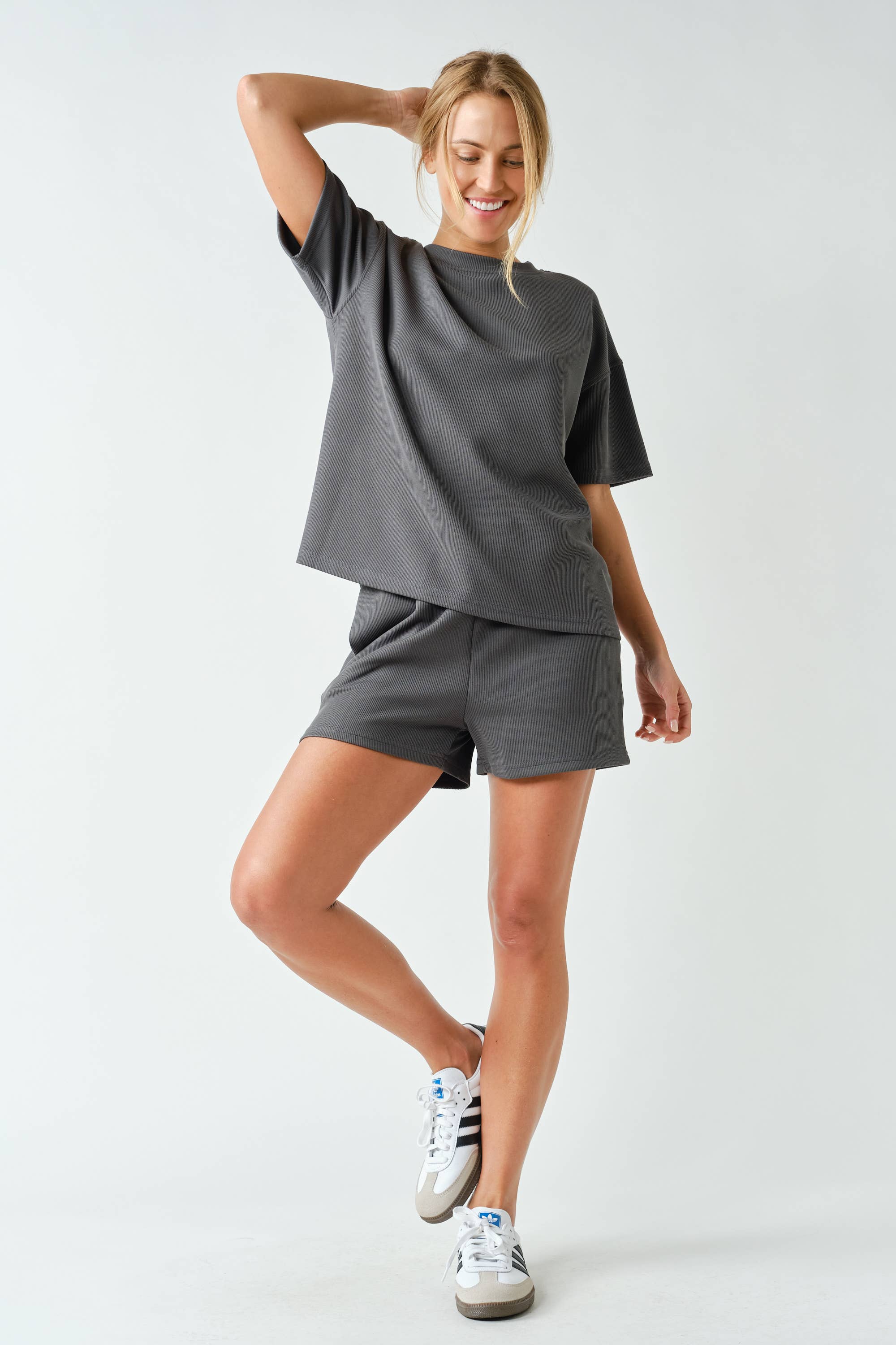 Luxe Sand Wash Rib Classic Tee Set