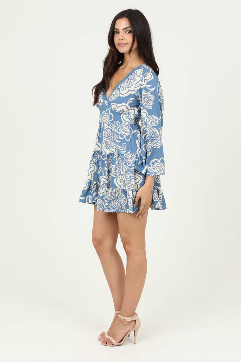 SLOANE V-NECK LACE TRIM DRESS