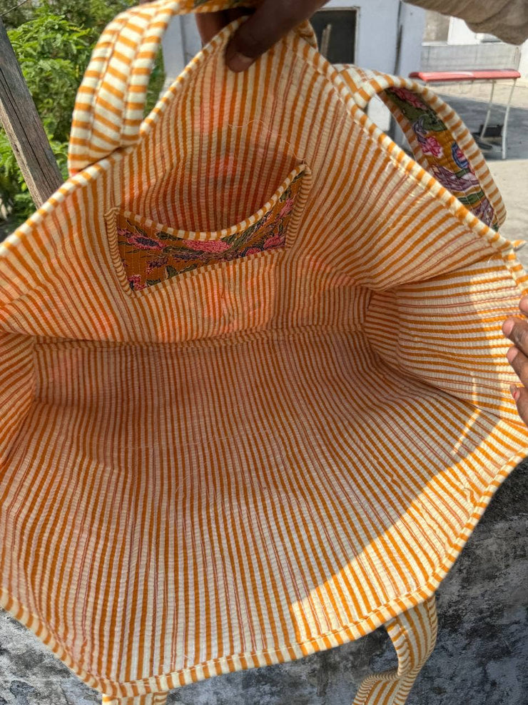 Block Print Cotton Quilted Bag