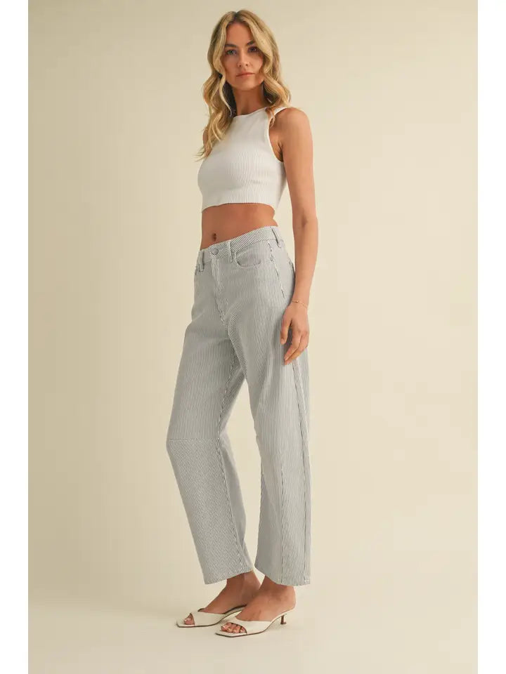 Striped Barrel Jean