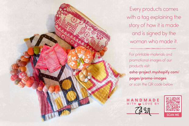 Vintage Kantha Zipper Box Pouch