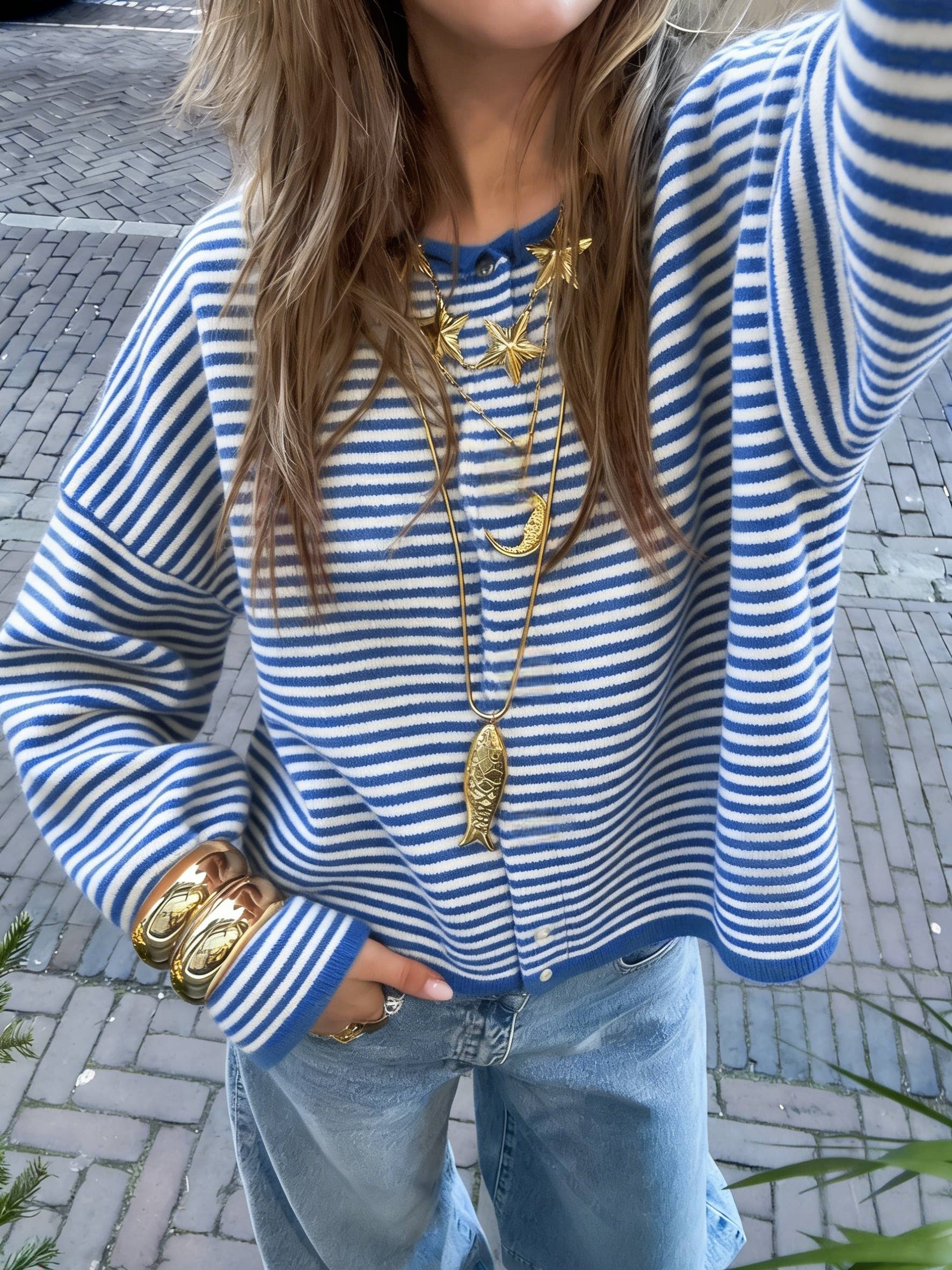 Rollneck Stripe Moe Cardigan