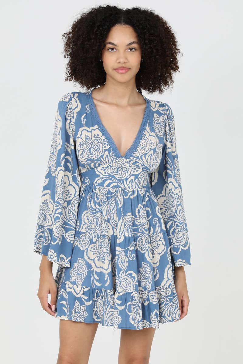 SLOANE V-NECK LACE TRIM DRESS