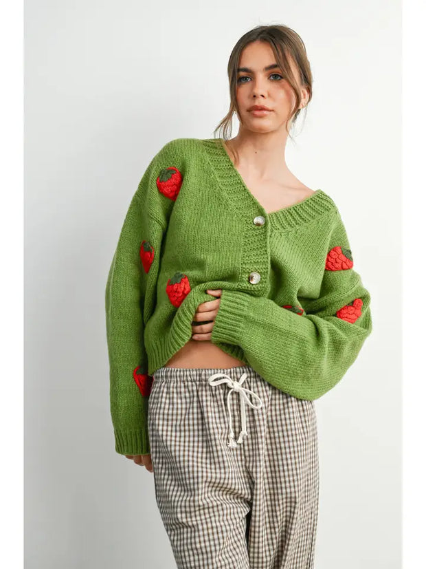 Strawberry Embroidered Cardi