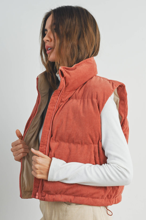 Adored Corduroy Puffer Vest
