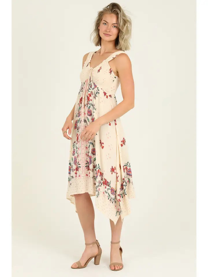 Ivory Floral Border Dress