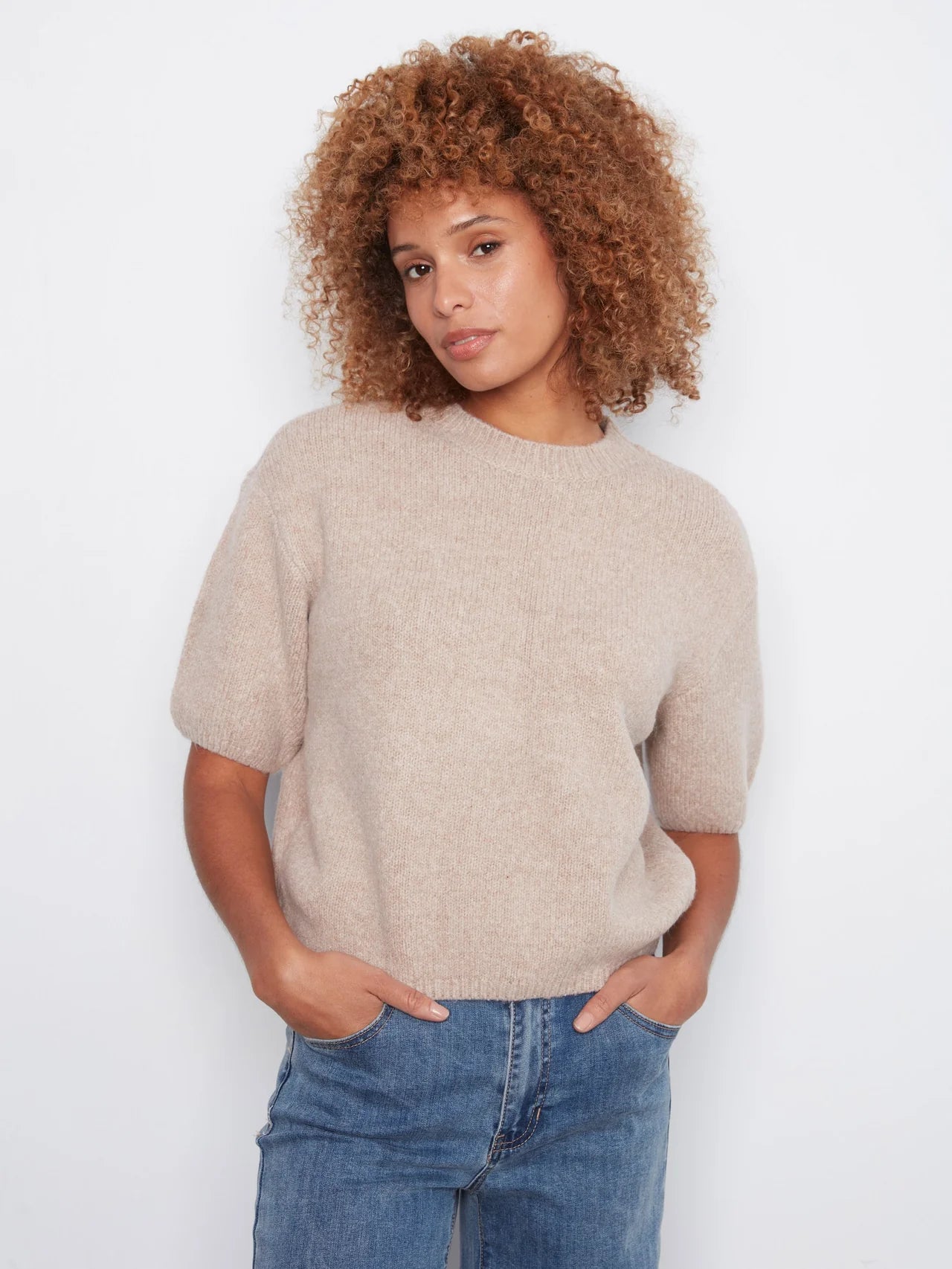 Balloon Elbow Sleeve Knit Sweater