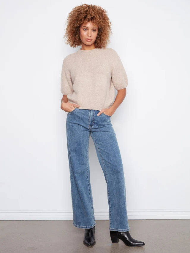 Balloon Elbow Sleeve Knit Sweater