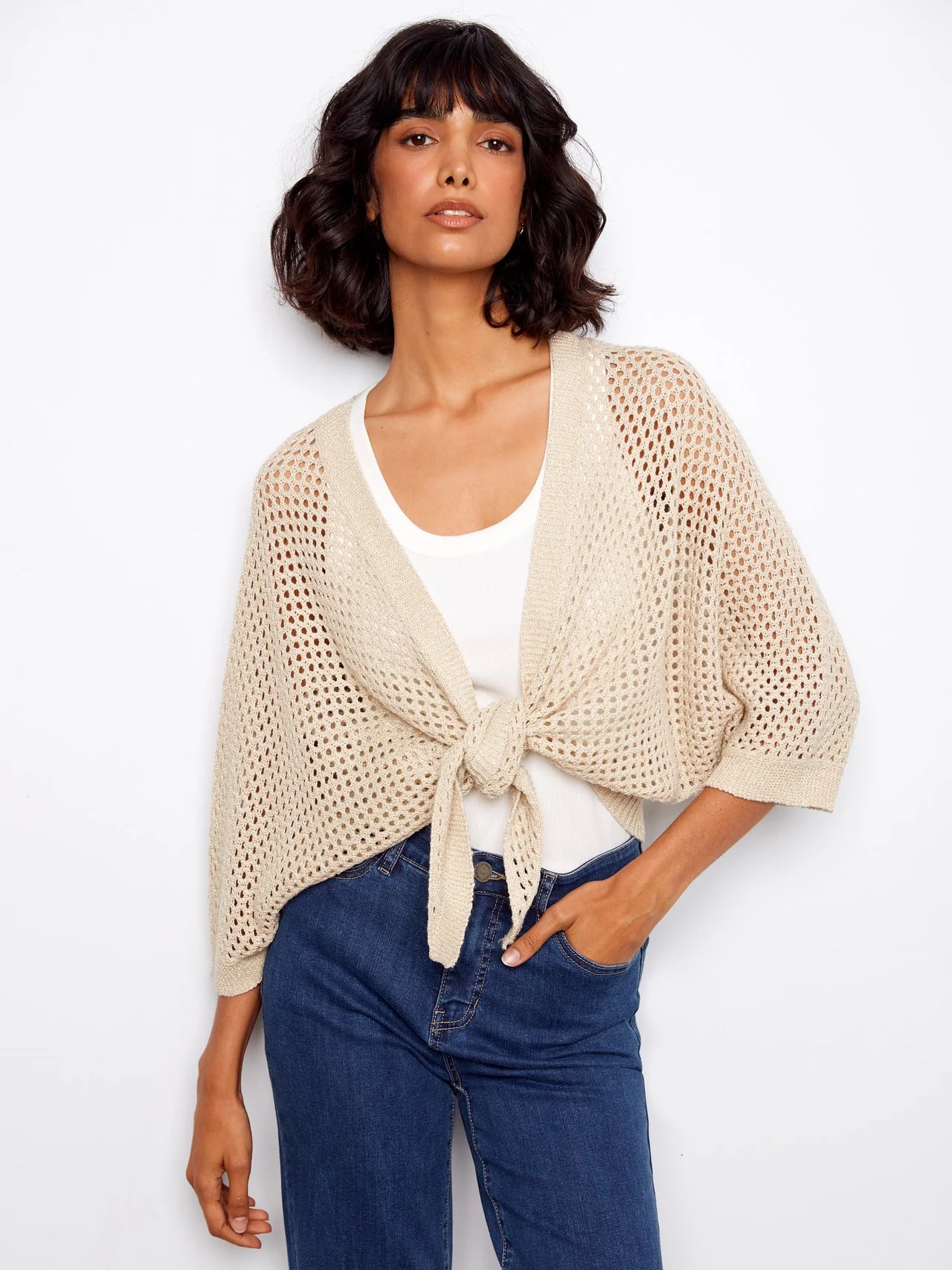 Charlie B Crochet Lurex Bolero