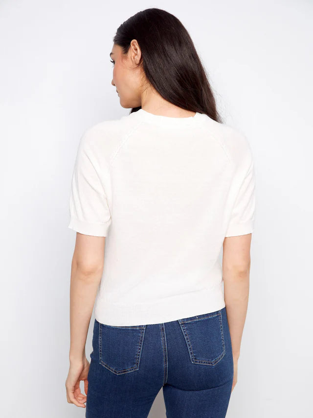 Charlie B Floral Soutache Cotton Knit Top