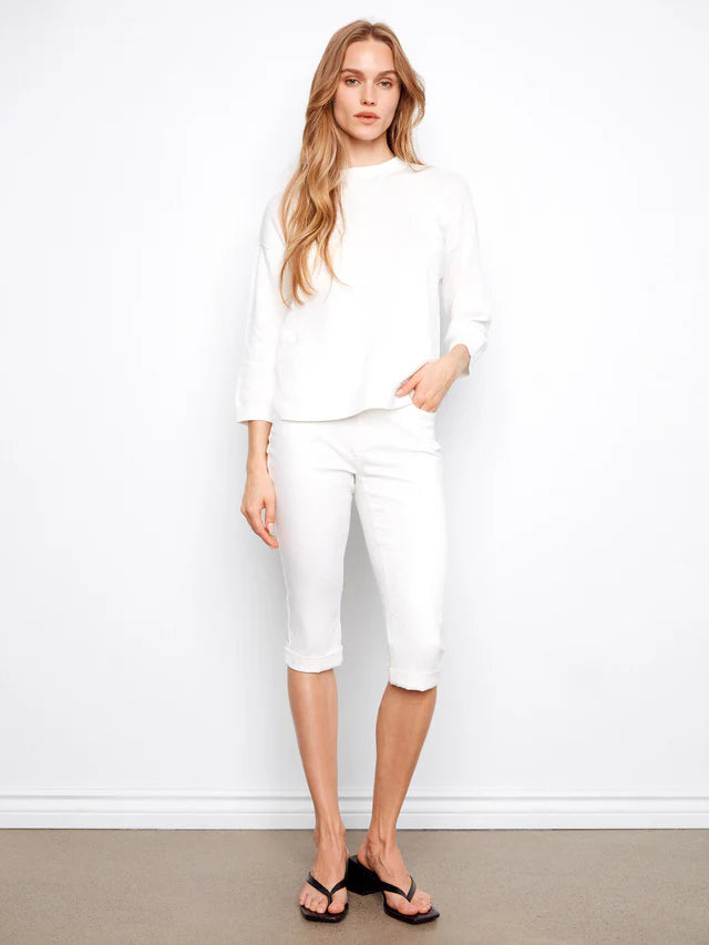 Charlie B Rounded Hem Cotton Sweater